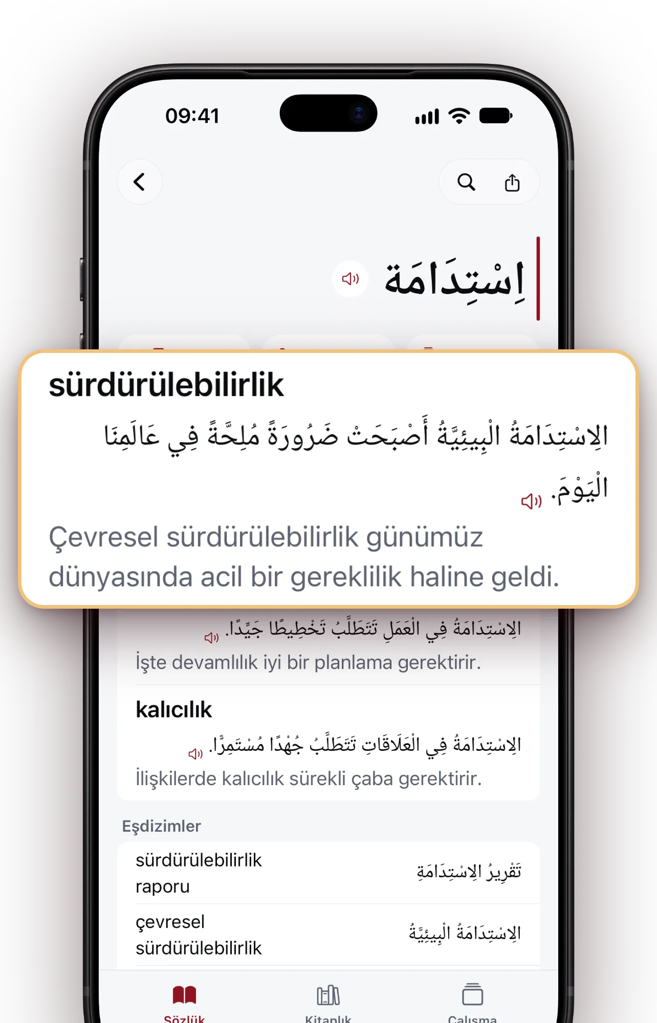 Kelime sayfası: اِسْتِدَامَة «sürdürülebilirlik» ve örnek cümlesi